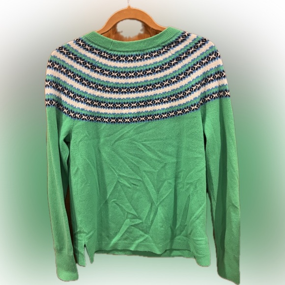 J. Crew Green Fair Isle Cashmere Crewneck Sweater - Picture 3 of 9